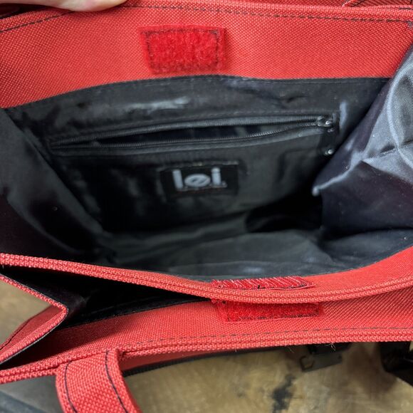 lei Red Canvas Messenger Bag Y2K Crossbody Life Energy Intelligence *SEE PHOTOS - Picture 8 of 10